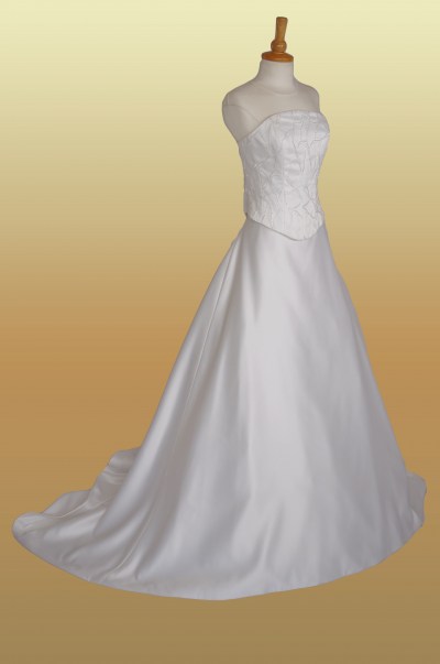 Ivory matte satin wedding dress